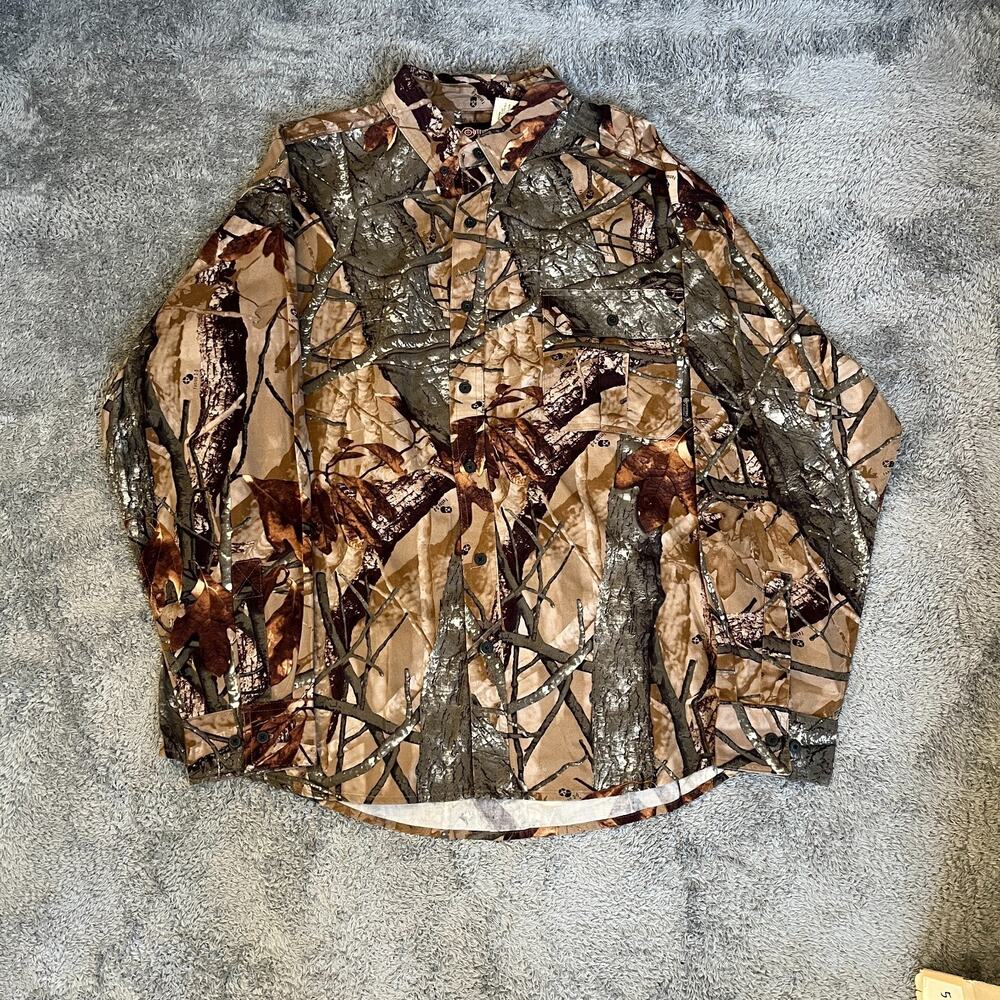 Outfitters Ridge Brown Fusion 3D Camo Long Sleeve Button Up Shirt Men's Size 2XL